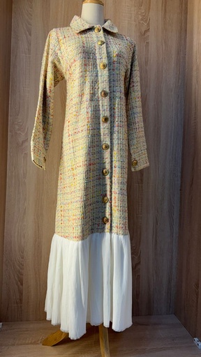 [79928894] Charming Bright Tweed Maxi Dress