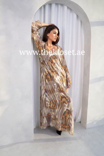 [77962377] Glamorous Golden Sequined Kandora Dress