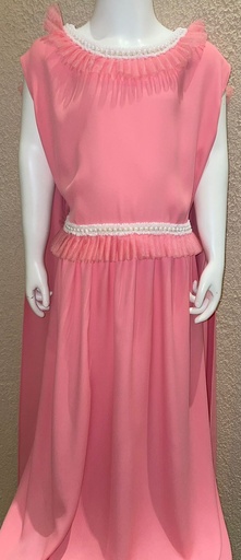 [82998312] Cute Rose Pink Dress With White Beads And Ruffles Design