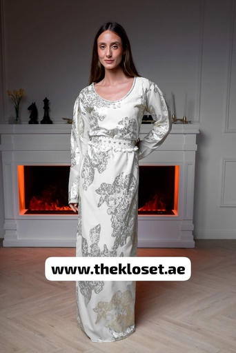 [15922636] Wedding Dress With Silver Sequin Design