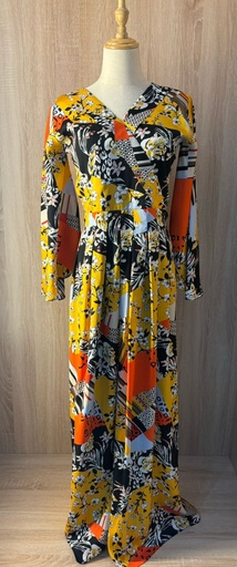 [79928994] Floral silky v neck Dress