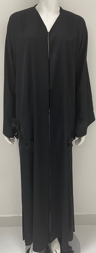 [11028826] Black Abaya With Flower Design