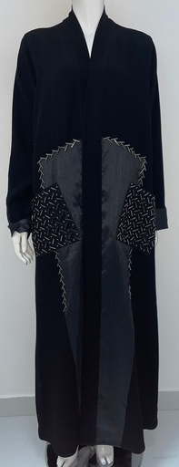 [88526755] Open Front Abaya With Elegant Both Sided Pocket Design