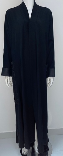 [59506469] Winter Abaya With Beaded Both Side Big Pocket Design