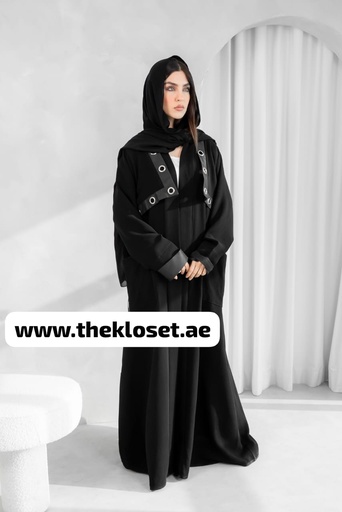 [93507259] Black Open Abaya With Both Side Pocket