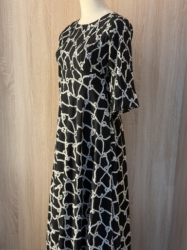 [79929039] Creased top & sleeves black knot Dress