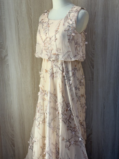 [79929046] 3D Floral Branches Pink Dress