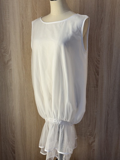 [61529047] White sheer bubble long Shirt