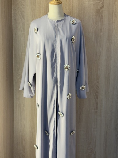 [72329057] Stones flowers Grey Abaya