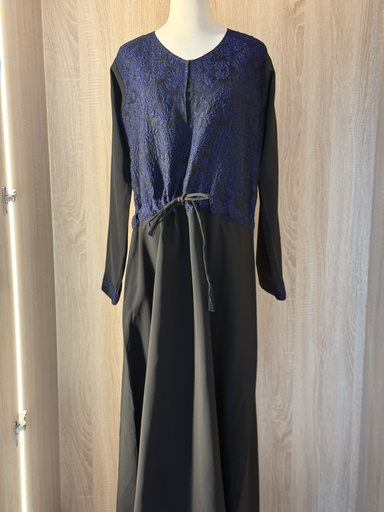 [72329059] Dark blue embroidered black abaya