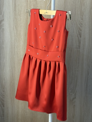 Pearly flowers Red Girl Dress