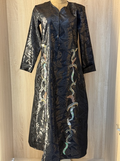 [52817515] Shiny hand beaded black Abaya