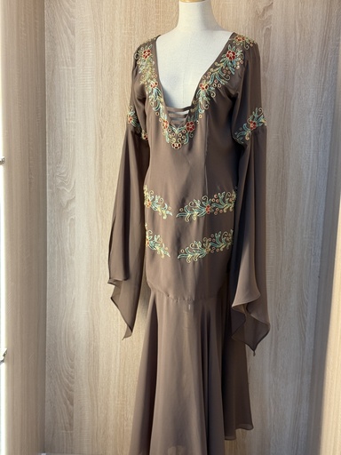 [22198352] Handmade deep neckline Dress