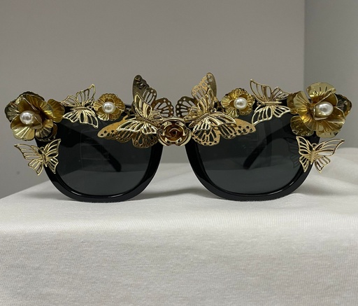 [76182071]  Sunglasses Decorated With Flowers And Butterflies.