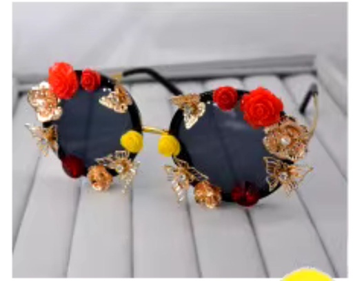 [74213836] Golden Butterfly & Floral Shades Candy Sunglasses 