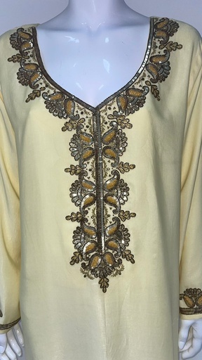 [50506563] Chic Yellow Dress With Embroidery Bead 