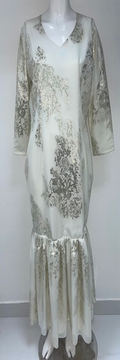 [94922127] Chic White Wedding Dress With Silver Sequin Design