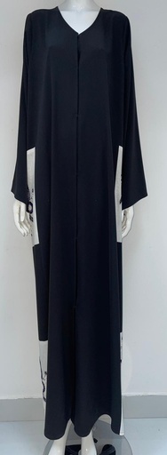 [71557146] Black Abaya With Beaded Floral Design