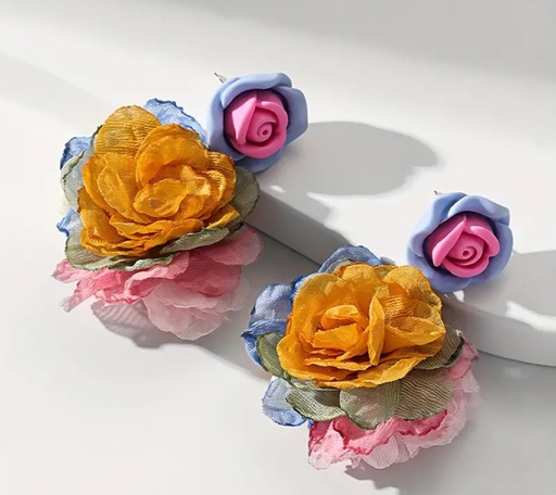 [35943284] Flower fabric Earrings 