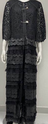[72329185] Elegant Cape-Style Ruffle Abaya