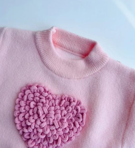 [25141452] Pink netted heart mink sweater