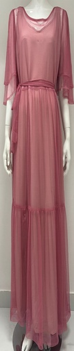 FRILLY MESH LONG DRESS