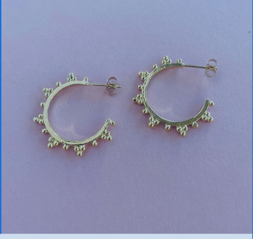 [66976019] Small Bobble Hoop Earrings 