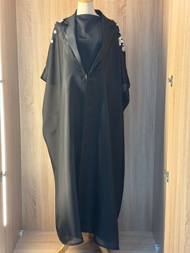 [96098187] Floral Two Piece Silk & Chiffon Abaya