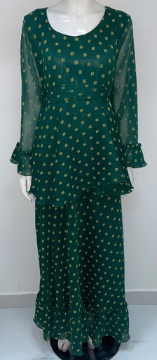[58615788] Frilled Green Midi Dress
