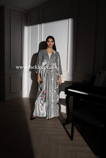 [35273705] Metallic Effect Velvet Abaya