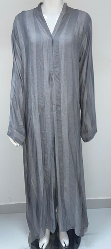 [82884967] Light Grey Strip Abaya
