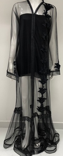 [39628107] Wedding Black Abaya With floral