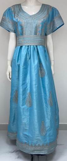 [79929368] Elegant Blue Traditional Balloon Dress