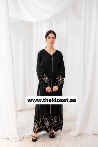 [72329377] Floral Velvety  Abaya 
