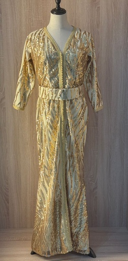 [00029404] Golden sequins kaftan