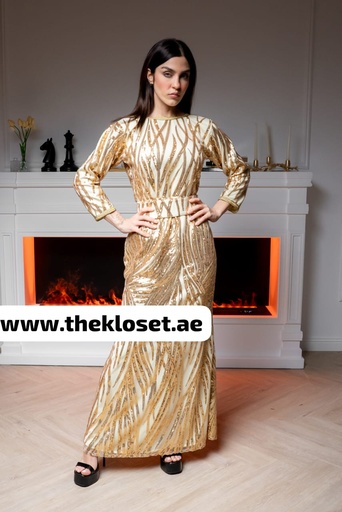 [00029404] Golden sequins kaftan