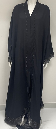 [72329414] Chic Abaya Adorned with Golden Embellishments