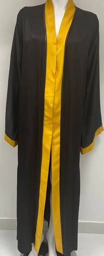[72329415] Yellow lined silky black abaya