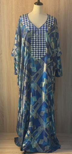 [79929424] Hand beaded blue thoub dress