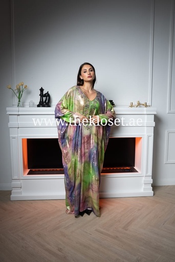 [79929429] Hand beaded belted thoub dress