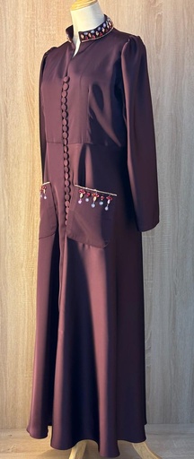 [72329432] Jeweled buttons burgundy silky abaya