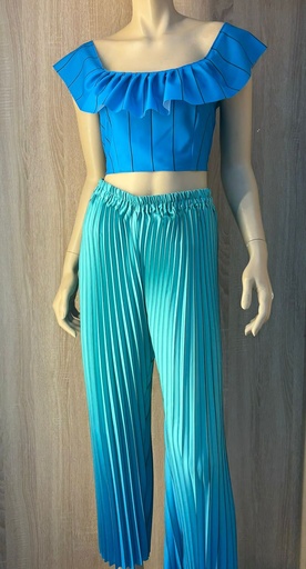 Ombré Ruffled top & creased pants set outfit