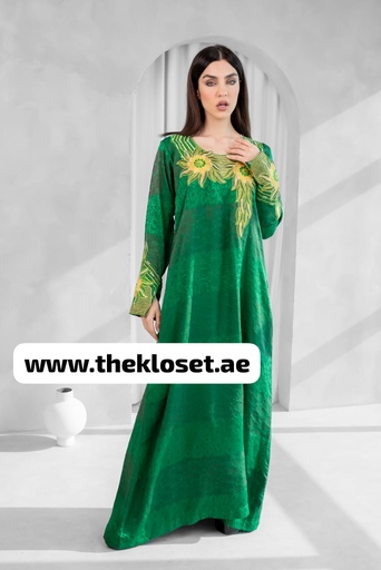 [66794831] Chic Green Floral Dress