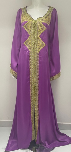 [79929459] Light Purple Embroidered Dress