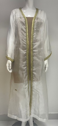 [72329461] Chic White Chiffon Abaya