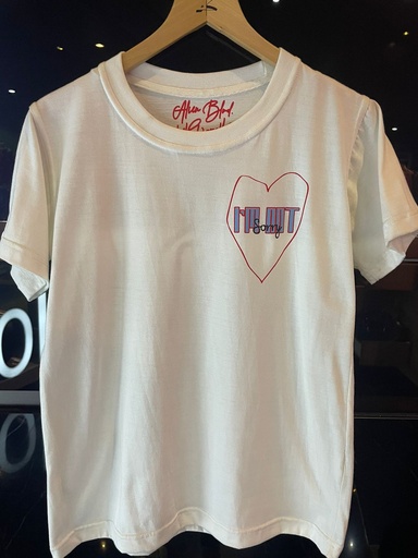 [16429466] White T-shirt featuring a Heart Print