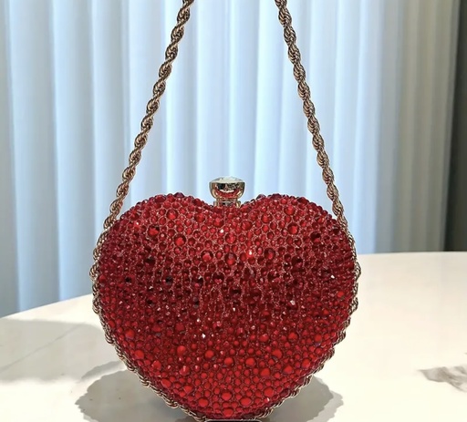 Glamour heart shape chain clutch 