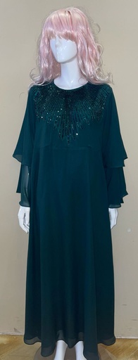 [79929585]  Elegant Sequins Dark Green Dress