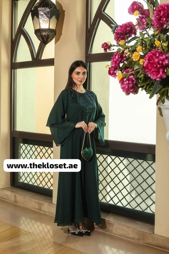 [79929585]  Elegant Sequins Dark Green Dress