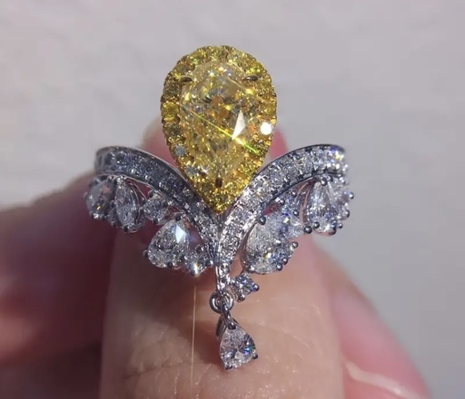 [95829596] Yellow zircon eternity adjustable ring 
